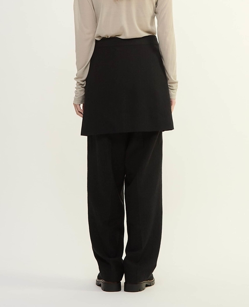 ウールリネンヘリンボンスカート付きスラックスパンツ 詳細画像 チャコールグレー 13