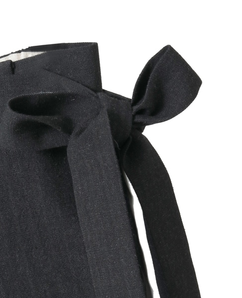 ウールリネンヘリンボンスカート付きスラックスパンツ 詳細画像 チャコールグレー 14