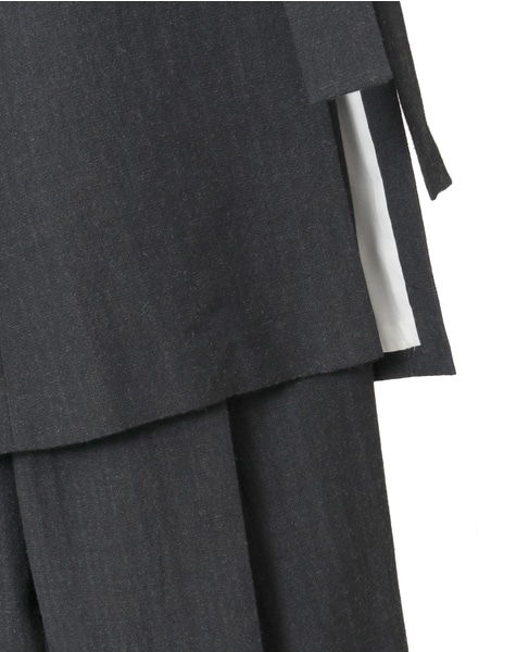 ウールリネンヘリンボンスカート付きスラックスパンツ 詳細画像 チャコールグレー 15