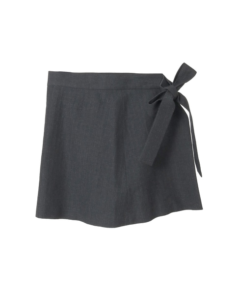 ウールリネンヘリンボンスカート付きスラックスパンツ 詳細画像 チャコールグレー 17