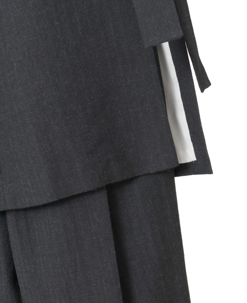 ウールリネンヘリンボンスカート付きスラックスパンツ 詳細画像 チャコールグレー 7