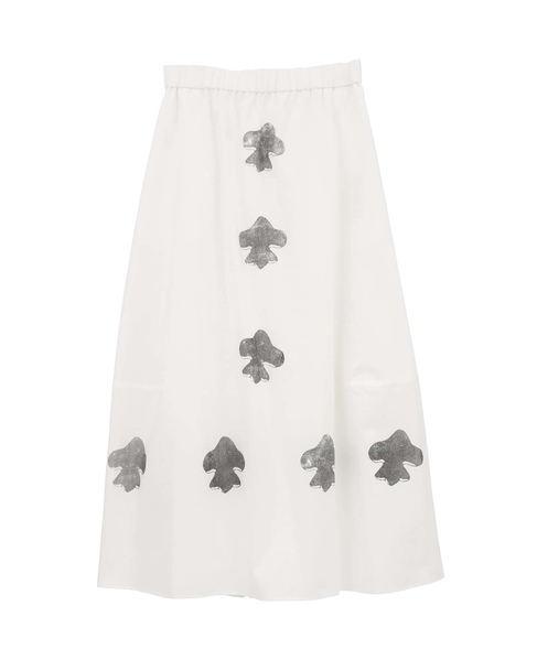 綿麻高密度ツイルビスコチートバルーンスカート 詳細画像 オフホワイト×ブラック 1