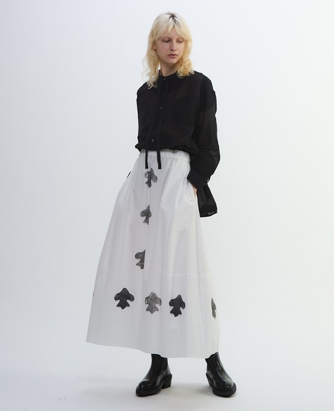 綿麻高密度ツイルビスコチートバルーンスカート 詳細画像 オフホワイト×ブラック 12