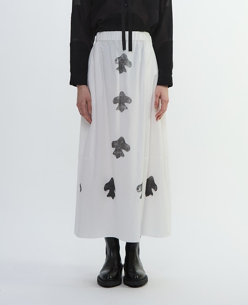 綿麻高密度ツイルビスコチートバルーンスカート 詳細画像 オフホワイト×ブラック 9