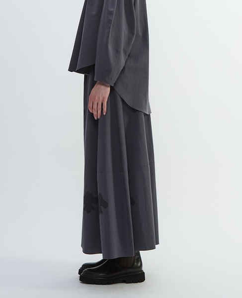 綿麻高密度ツイルビスコチートバルーンスカート 詳細画像 グレー×ブラック 3