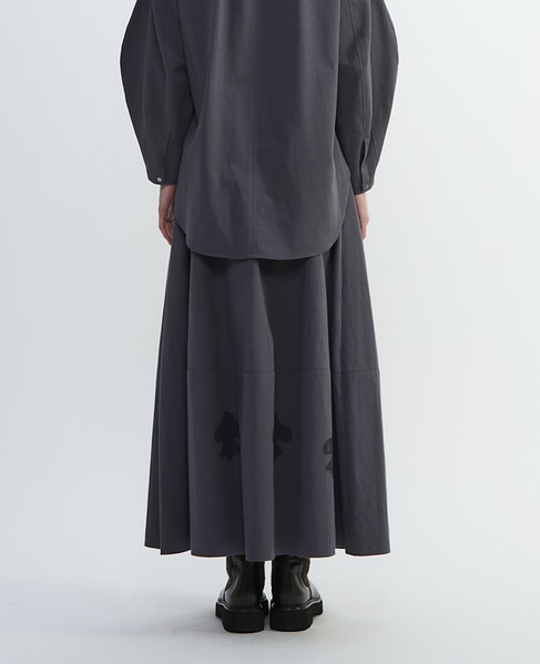 綿麻高密度ツイルビスコチートバルーンスカート 詳細画像 グレー×ブラック 4