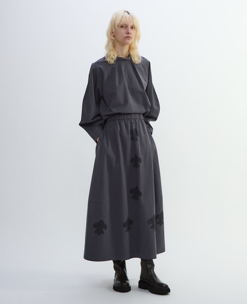 綿麻高密度ツイルビスコチートバルーンスカート 詳細画像 グレー×ブラック 5