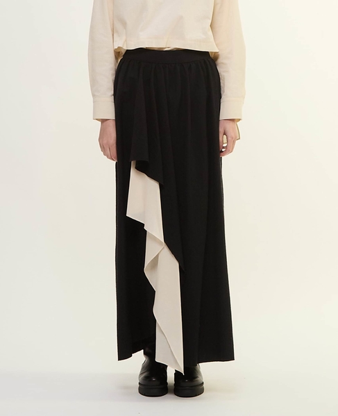 ウールリネンヘリンボンレイヤードスカート 詳細画像 チャコールグレー 7