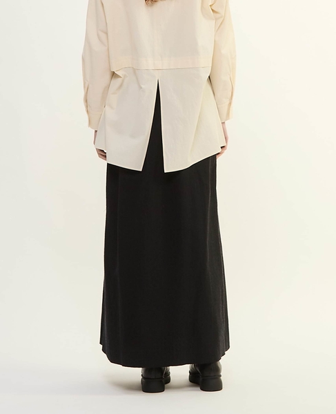 ウールリネンヘリンボンレイヤードスカート 詳細画像 チャコールグレー 9