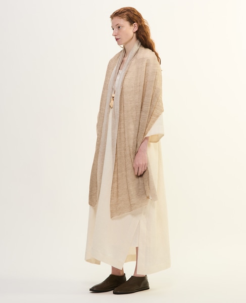 ダブルカシミヤニットストール 詳細画像 オートミール×オフホワイト 2