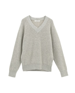 ヤクペーパーVネックニット