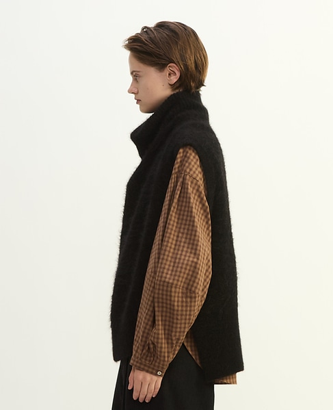 MONAアルパカニュアンスネックニットベスト 詳細画像 ブラック 8