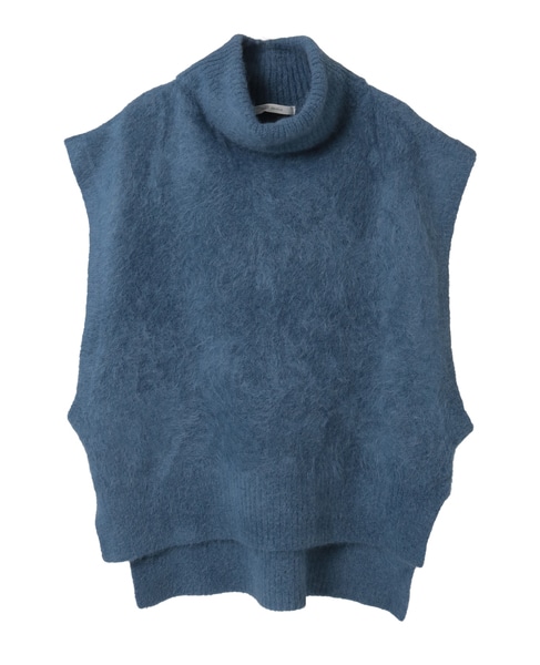 MONAアルパカニュアンスネックニットベスト 詳細画像 ブルー 1