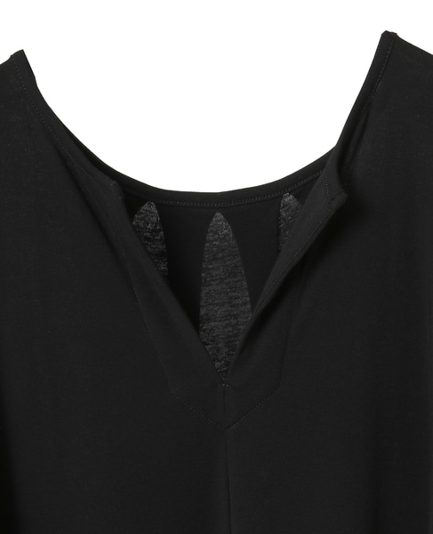 超強撚フライス五分袖ワンピース 詳細画像 ブラック 3