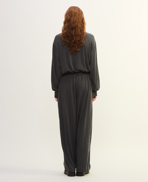 リヨセルハーフミラノリブVネックオールインワン 詳細画像 チャコールグレー 4