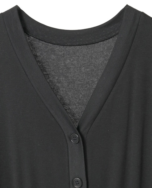 リヨセルハーフミラノリブVネックオールインワン 詳細画像 ブラック 3