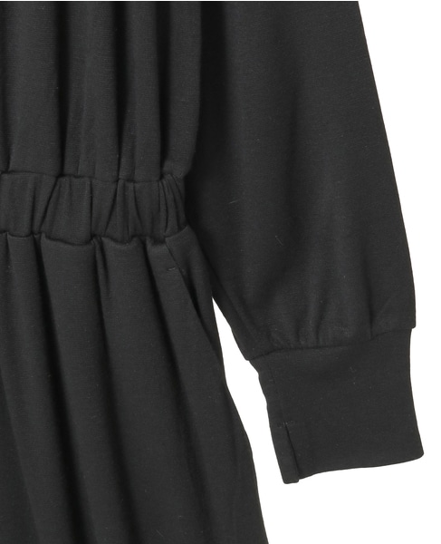 リヨセルハーフミラノリブVネックオールインワン 詳細画像 ブラック 4