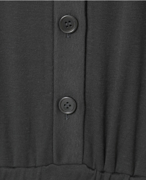 リヨセルハーフミラノリブVネックオールインワン 詳細画像 ブラック 7