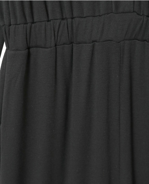 リヨセルハーフミラノリブVネックオールインワン 詳細画像 ブラック 8