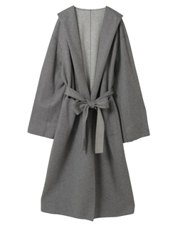 ウールカシミヤダブルクロスジャージインコードロックロングコート