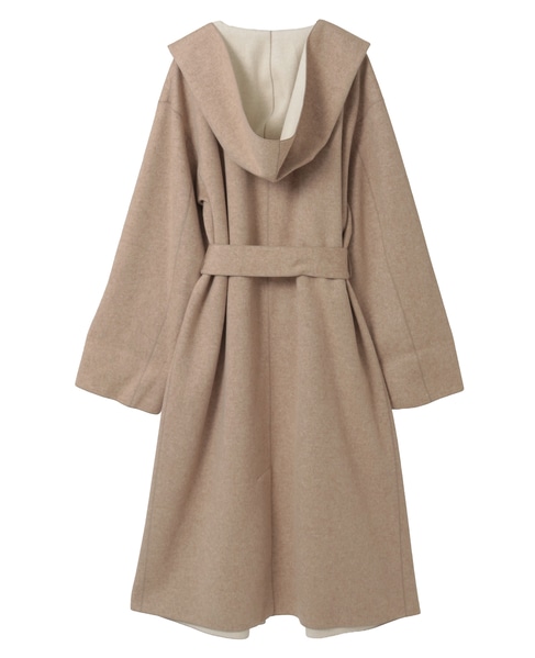 ウールカシミヤダブルクロスジャージインコードロックロングコート 詳細画像 ベージュ 2