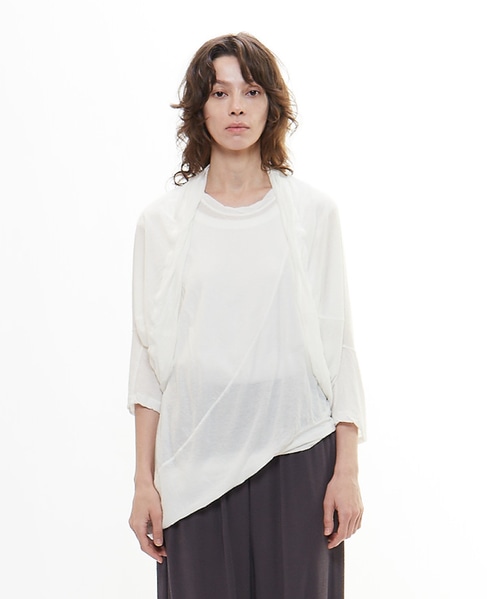 強撚ハイゲージ天竺モモンガカーディガン 詳細画像 ホワイト 2