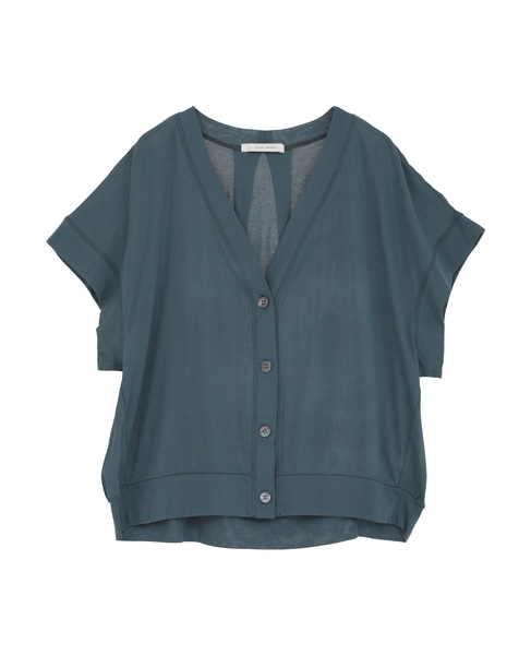 ガス強撚フライス半袖カーディガン 詳細画像 ブルー 1