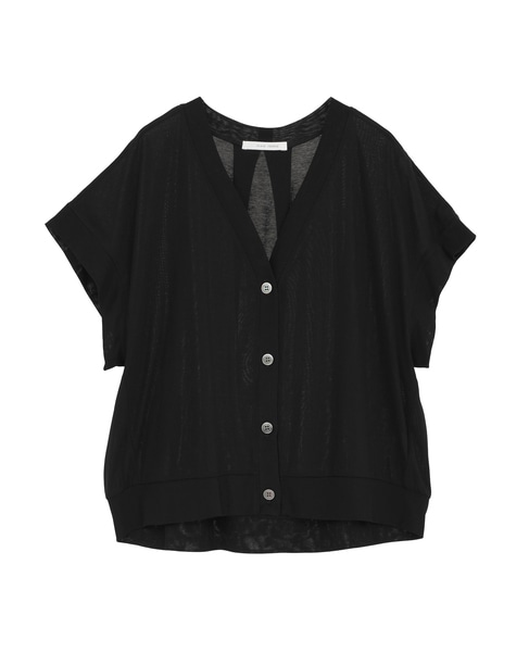 ガス強撚フライス半袖カーディガン 詳細画像 ブラック 1