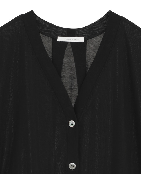 ガス強撚フライス半袖カーディガン 詳細画像 ブラック 3