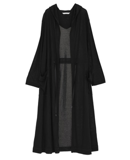 ガス強撚フライスフード付きロングカーディガン