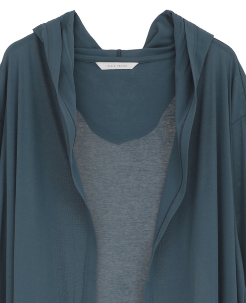 ガス強撚フライスフード付きロングカーディガン 詳細画像 ブルー 3