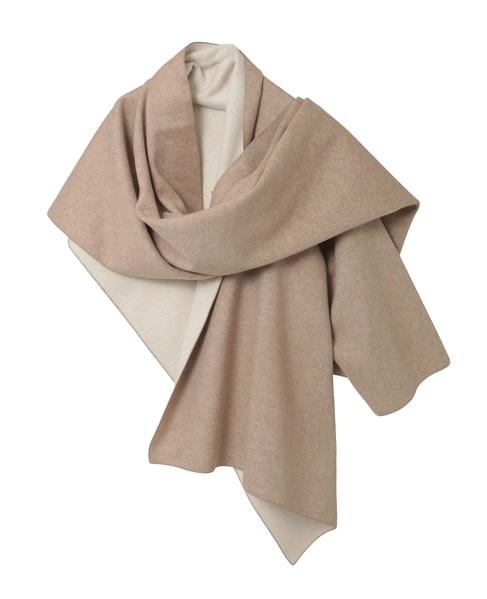 ウールカシミヤダブルクロスジャージ片袖ストール 詳細画像 ベージュ 1