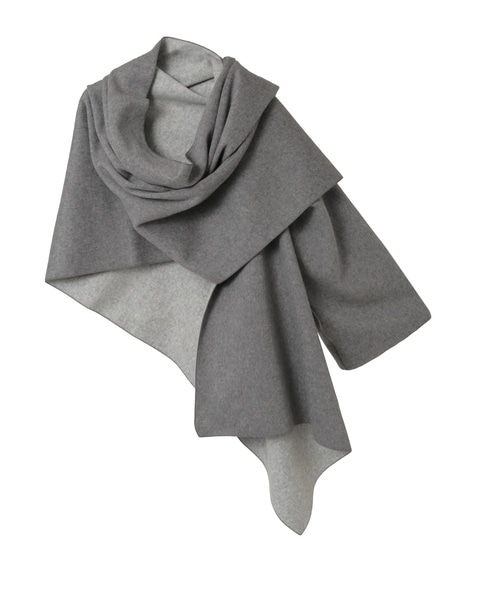 ウールカシミヤダブルクロスジャージ片袖ストール 詳細画像 グレー 1