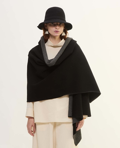 カシミヤフリース片袖ストール 詳細画像 ブラック 2