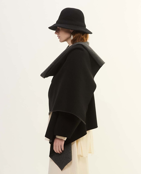 カシミヤフリース片袖ストール 詳細画像 ブラック 3