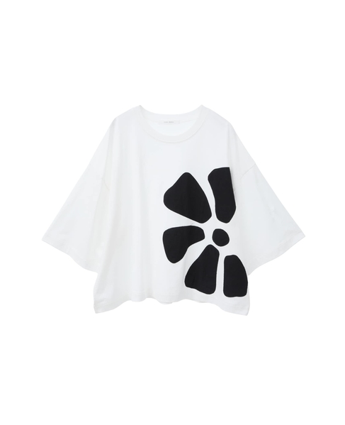 アップリケ花モチーフTシャツ 詳細画像 ホワイト 1