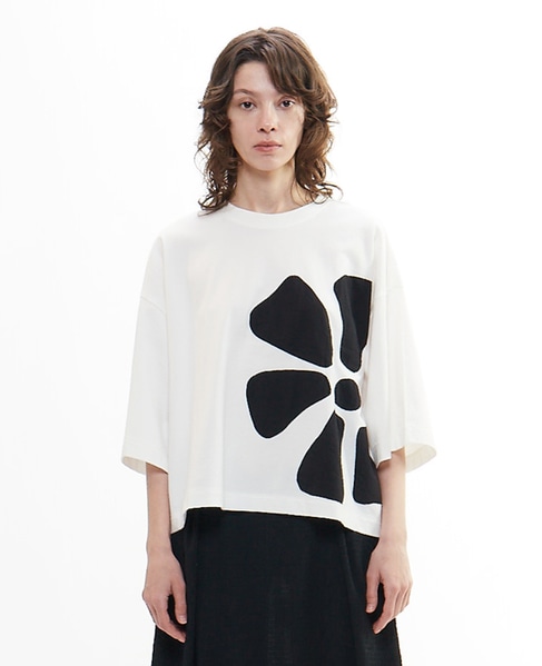 アップリケ花モチーフTシャツ 詳細画像 ホワイト 7