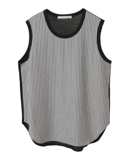 超強撚天竺ストライプドッキングブラウス