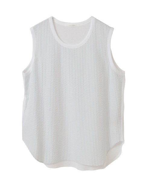 超強撚天竺ストライプドッキングブラウス 詳細画像 ホワイト 1