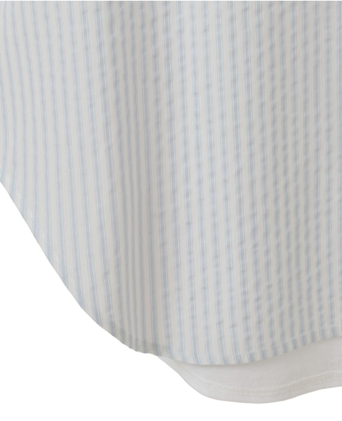 超強撚天竺ストライプドッキングブラウス 詳細画像 ホワイト 5