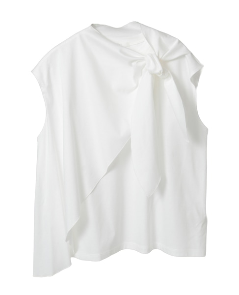 スーピマライトスムースドレープデザインブラウス 詳細画像 ホワイト 1
