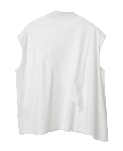 スーピマライトスムースドレープデザインブラウス 詳細画像 ホワイト 2