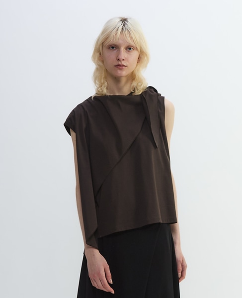 スーピマライトスムースドレープデザインブラウス 詳細画像 ブラウン 2