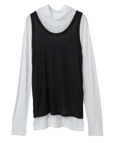 シア―ハイツイストフライスタンクトップレイヤードTシャツ 詳細画像 ホワイト×ブラック 1