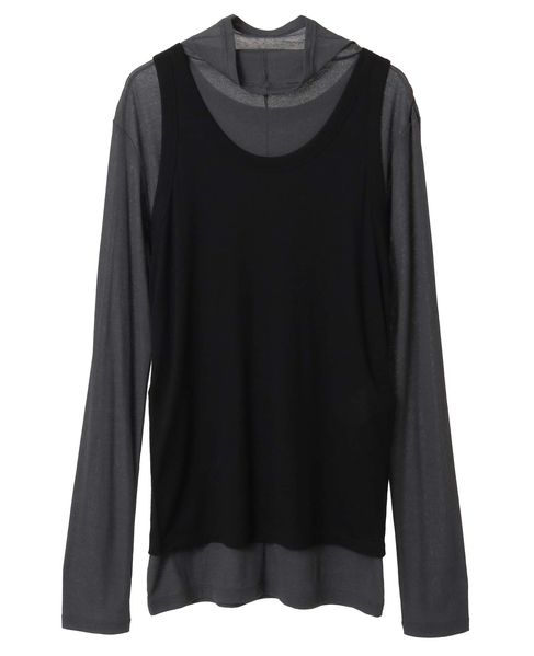 シア―ハイツイストフライスタンクトップレイヤードTシャツ 詳細画像 グレー×ブラック 1