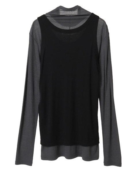 シア―ハイツイストフライスタンクトップレイヤードTシャツ 詳細画像 グレー×ブラック 13