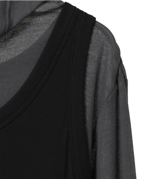 シア―ハイツイストフライスタンクトップレイヤードTシャツ 詳細画像 グレー×ブラック 16