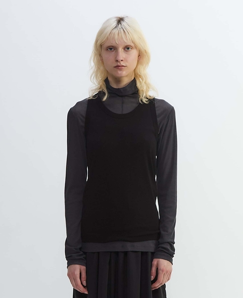 シア―ハイツイストフライスタンクトップレイヤードTシャツ 詳細画像 グレー×ブラック 2