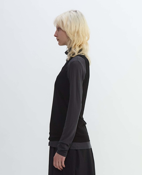 シア―ハイツイストフライスタンクトップレイヤードTシャツ 詳細画像 グレー×ブラック 3