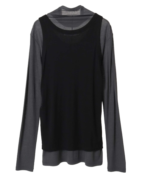 シア―ハイツイストフライスタンクトップレイヤードTシャツ 詳細画像 グレー×ブラック 6